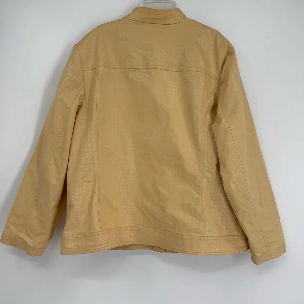 Chico's Women's Size 3 (XL) Jacket Full Zip Leather-look Butter-yellow Coat - Picture 5 of 7
